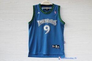 Maillot NBA Pas Cher Minnesota Timberwolves Ricky Rubio 9 Retro Bleu