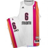 Maillot ABA Pas Cher Miami Heats James 6 Blanc