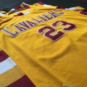 Maillot NBA Pas Cher Cleveland Cavaliers LeBron James 23 Jaune Dentelle