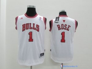 Maillot NBA Pas Cher Chicago Bulls Junior Derrick Rose 1 Blanc