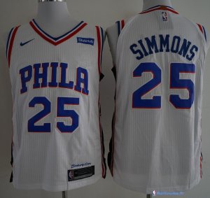 Maillot NBA Pas Cher Philadelphia Sixers Ben Simmons 25 Blanc 2017/18