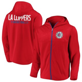 LA Clippers Fanatics Branded Red Iconic Defender Mission Performance Primary Logo Full-Zip Hoodie