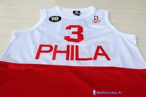 Maillot NBA Pas Cher Philadelphia Sixers Allen Iverson 3 Retro Blanc Rouge