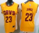 Maillot NBA Pas Cher Cleveland Cavaliers Femme LeBron James 23 Jaune Bande