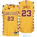 Maillot NBA Pas Cher Cleveland Cavaliers LeBron James 23 Jaune Dentelle