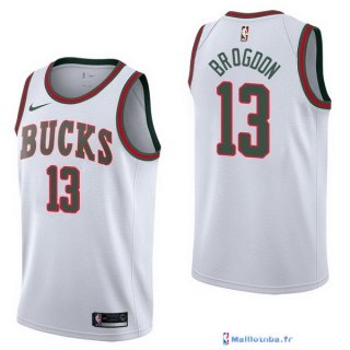 Maillot NBA Pas Cher Milwaukee Bucks Malcolm Brogdon 13 Retro Blanc 2017/18