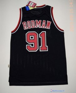 Maillot NBA Pas Cher Chicago Bulls Dennis Rodman 91 Noir