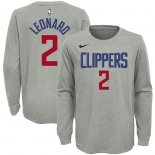 LA Clippers Kawhi Leonard Nike Gray Icon Name & Number Long Sleeve Performance T-Shirt