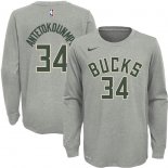Milwaukee Bucks Giannis Antetokounmpo Nike Gray Icon Name & Number Long Sleeve Performance T-Shirt