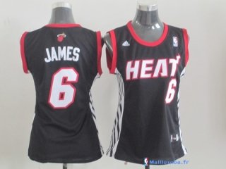 Maillot NBA Pas Cher Miami Heat Femme LeBron James 6 Noir Rouge