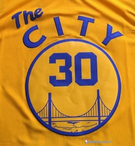 Maillot NBA Pas Cher Golden State Warriors Stephen Curry 30 Retro City Jaune