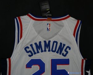 Maillot NBA Pas Cher Philadelphia Sixers Ben Simmons 25 Blanc 2017/18