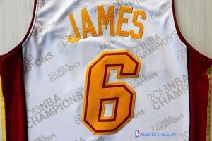 Maillot NBA Pas Cher Miami Heat LeBron James 6 Blanc Or