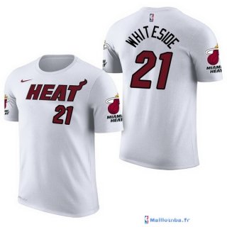 Maillot Manche Courte Miami Heat Hassan Whiteside 21 Blanc 2017/18