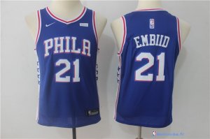 Maillot NBA Pas Cher Philadelphia Sixers Junior Joel Embiid 21 Bleu 2017/18