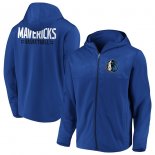 Dallas Mavericks Fanatics Branded Blue Iconic Defender Mission Performance Primary Logo Full-Zip Hoodie