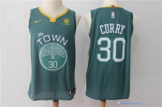 Maillot NBA Pas Cher Golden State Warriors Stephen Curry 30 Vert 2017/18