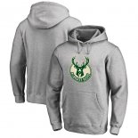 Milwaukee Bucks Fanatics Branded Heathered Gray Primary Logo Pullover Hoodie