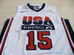 Maillot NBA Pas Cher USA 1992 Johnson 15 Blanc