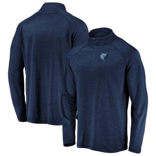 Memphis Grizzlies Fanatics Branded Navy Iconic Striated Raglan Quarter-Zip Pullover Jacket