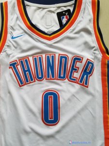 Maillot NBA Pas Cher Oklahoma City Thunder Junior Russell Westbrook 0 Blanc Association 2017/18