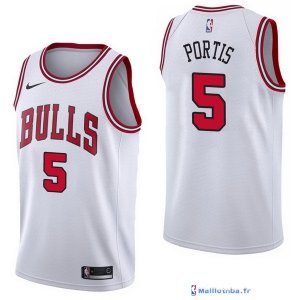 Maillot NBA Pas Cher Chicago Bulls Bobby Portis 5 Blanc Association 2017/18