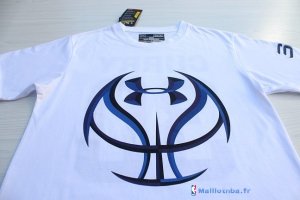 Maillot NBA Pas Cher Golden State Warriors Stephen Curry 30 Blanc Bleu MC