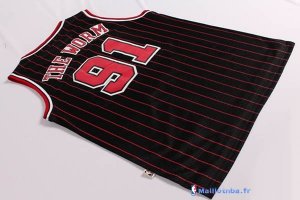 Maillot NBA Pas Cher Chicago Bulls Dennis Rodman 91 Noir Bande