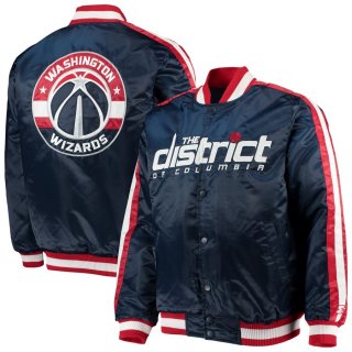 Washington Wizards Starter Navy The Offensive Varsity Satin Full-Snap Jacket