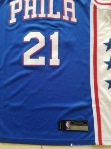 Maillot NBA Pas Cher Philadelphia Sixers Junior Joel Embiid 21 Bleu Icon 2017/18