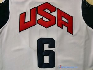 Maillot NBA Pas Cher USA 2012 James 6 Blanc