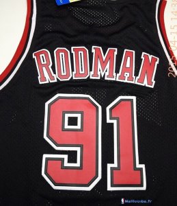 Maillot NBA Pas Cher Chicago Bulls Dennis Rodman 91 Noir
