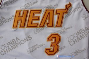 Maillot NBA Pas Cher Miami Heat Dwyane Wade 3 Blanc Or