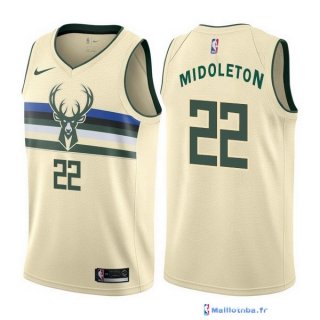 Maillot NBA Pas Cher Milwaukee Bucks Khris Middleton 22 Nike Crema Ville 2017/18