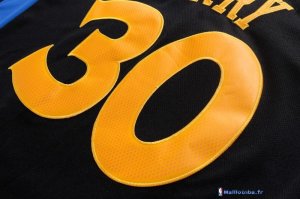 Maillot NBA Pas Cher Golden State Warriors Stephen Curry 30 Noir Jaune