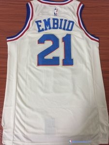 Maillot NBA Pas Cher Philadelphia Sixers Joel Embiid 21 Nike Crema Ville 2017/18