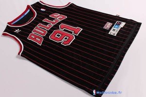 Maillot NBA Pas Cher Chicago Bulls Dennis Rodman 91 Noir Bande