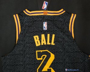 Maillot NBA Pas Cher Los Angeles Lakers Lonzo Ball 2 Noir Ville 2017/18