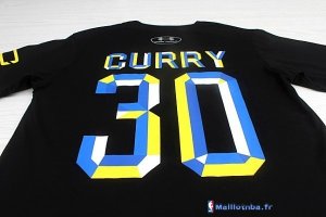 Maillot NBA Pas Cher Golden State Warriors Stephen Curry 30 Noir Bleu MC