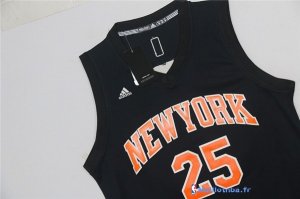 Maillot NBA Pas Cher New York Knicks Derrick Rose 25 Noir Orange