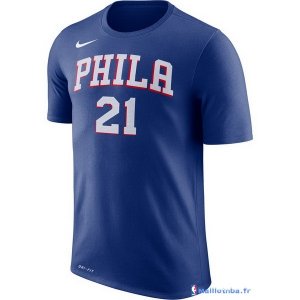 Maillot Manche Courte Philadelphia Sixers Joel Embiid 21 Bleu 2017/18