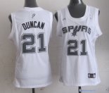 Maillot NBA Pas Cher San Antonio Spurs Femme Tim Duncan 21 Blanc