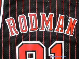 Maillot NBA Pas Cher Chicago Bulls Dennis Rodman 91 Noir Bande