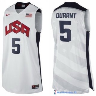 Maillot NBA Pas Cher USA 2012 Durant 5 Blanc