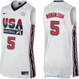 Maillot NBA Pas Cher USA 1992 David Robinson 5 Blanc