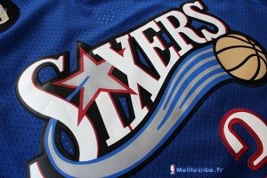 Maillot NBA Pas Cher Philadelphia Sixers Allen Iverson 3 10 Anniversaire Bleu