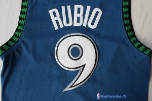 Maillot NBA Pas Cher Minnesota Timberwolves Ricky Rubio 9 Retro Bleu