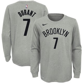 Brooklyn Nets Kevin Durant Nike Gray Icon Name & Number Long Sleeve Performance T-Shirt