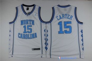 Maillot NCAA Pas Cher North Carolina Vince Carter 15 Blanc