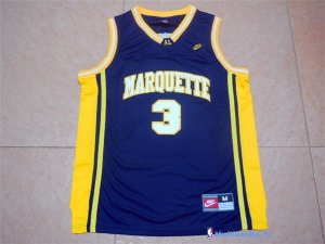 Maillot NCAA Pas Cher Marquette Dwyane Wade 3 Bleu